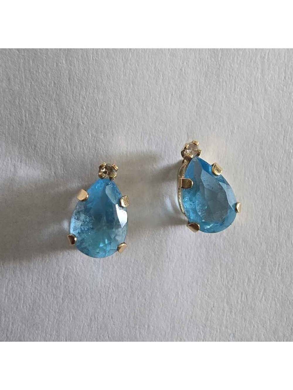 10k gold Blue Topaz & Diamond Studs
